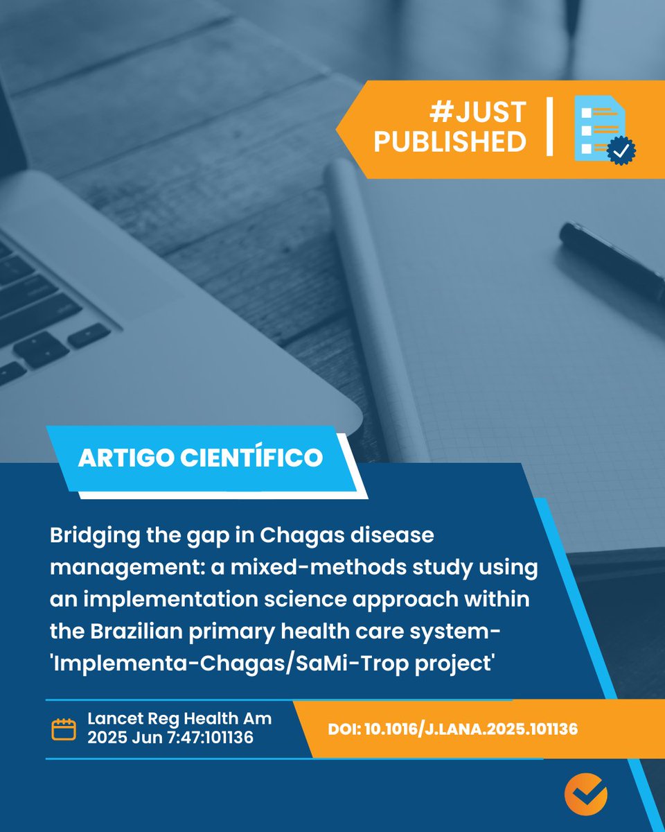 Artigo recém publicado! #JustPublished

Título: Bridging the gap in Chagas disease management: a mixed-methods study using an implementation science approach within the Brazilian primary health care system-'Implementa-Chagas/SaMi-Trop project'

Acesse: pubmed.ncbi.nlm.nih.gov/40529848/#full…