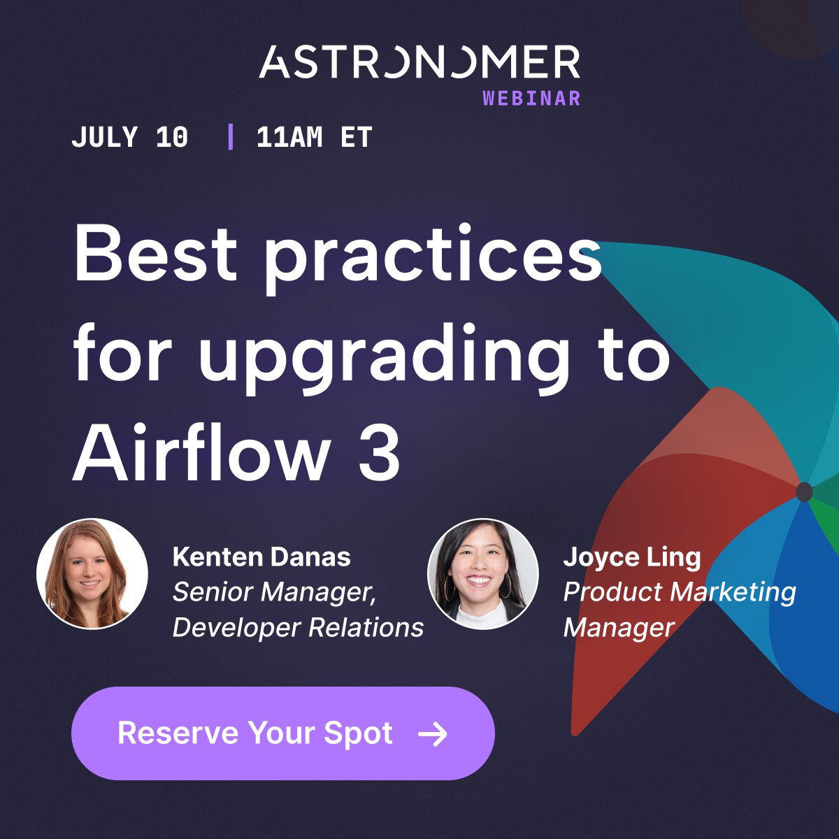 astronomerio's tweet image. 📍 Apache #Airflow3 is here!
Join our expert-led webinar to learn best practices for upgrading from Airflow 2 to Airflow 3, including:
🔑 Key changes
🪷 How Astro simplifies upgrades with in-place upgrades and rollbacks
📋 Real-world strategies for testing and rollout
This…