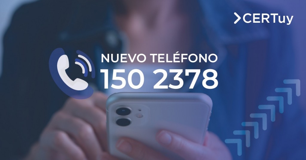 certuy's tweet image. 📲 Agendá el nuevo teléfono del CERTuy para urgencias o reportes de incidentes de seguridad de la información: 150 2378
👉 Conocé más sobre los canales disponibles para comunicarte con el CERTuy: gub.uy/centro-naciona…
