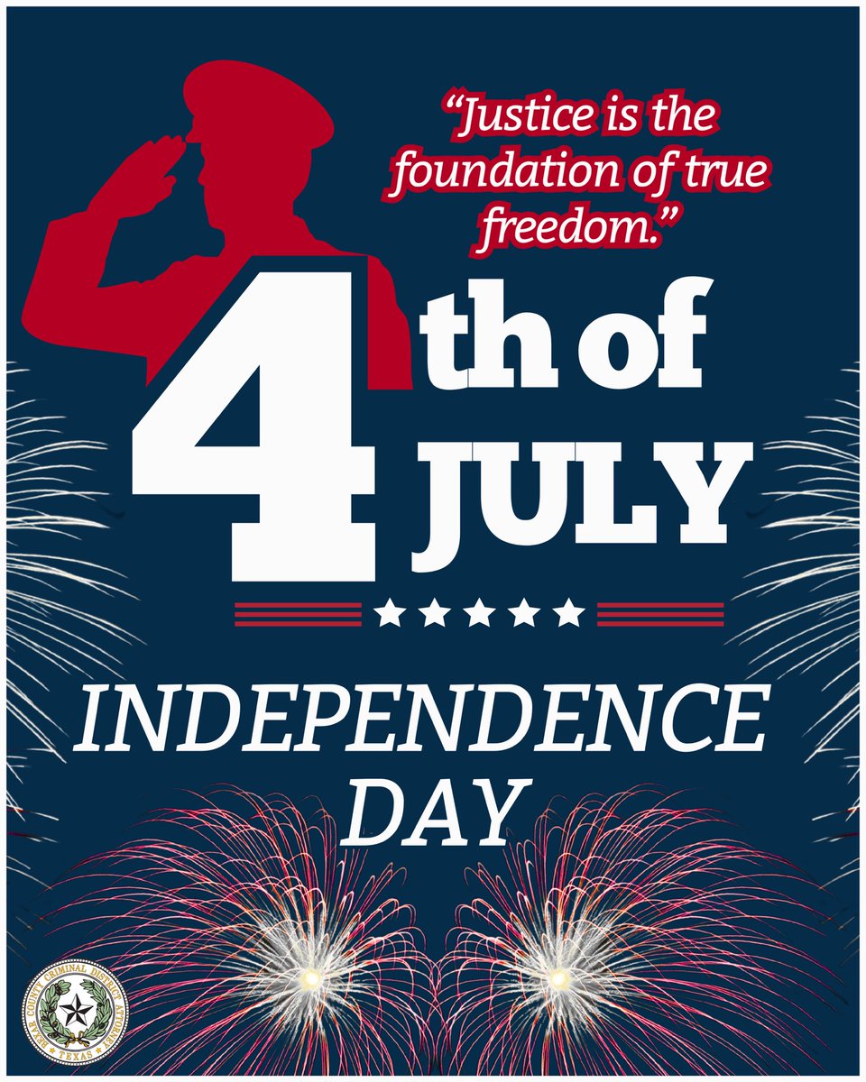 BexarCountyDA's tweet image. 🇺🇸 Happy 4th of July!
Stay safe, celebrate responsibly, and remember — the District Attorney's Office is committed to justice and public safety every day of the year.
#FourthOfJuly #IndependenceDay #JusticeMatters #PublicSafety