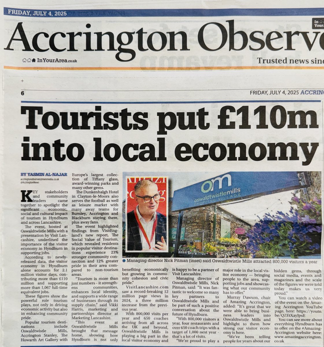 AmazingAccy's tweet image. A recent #AmazingAccrington event @Ossymill highlighted the significant economic, social and cultural impact of tourism in Hyndburn and across Lancashire 👏
📰 @accringtonnews
@marketinglancs @visitlancashire