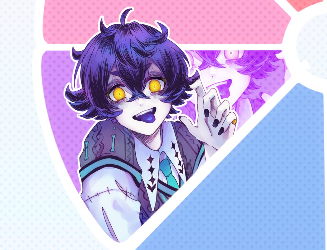 color wheel but each color is a vtuber ✨ 

💜 first one is seto kazuya for purple!! :3 

#BoogeyArt