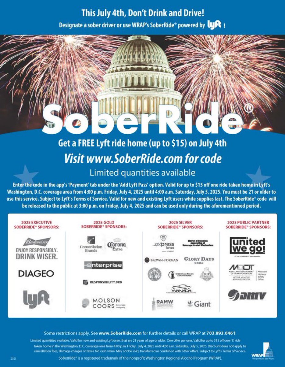 Park Police MC (@parkpolice) on Twitter photo Last night we participated in a multi jurisdiction DUI check point.
If you’re drinking this holiday weekend choose a #soberride and get a free Lyft ride up to $15.
The <a href="/mcpnews/">Montgomery County Department of Police</a> Summer DUI task force will be out in force tonight.
If you drive hammered, you’ll get nailed. Last night we participated in a multi jurisdiction DUI check point.
If you’re drinking this holiday weekend choose a #soberride and get a free Lyft ride up to $15.
The <a href="/mcpnews/">Montgomery County Department of Police</a> Summer DUI task force will be out in force tonight.
If you drive hammered, you’ll get nailed.