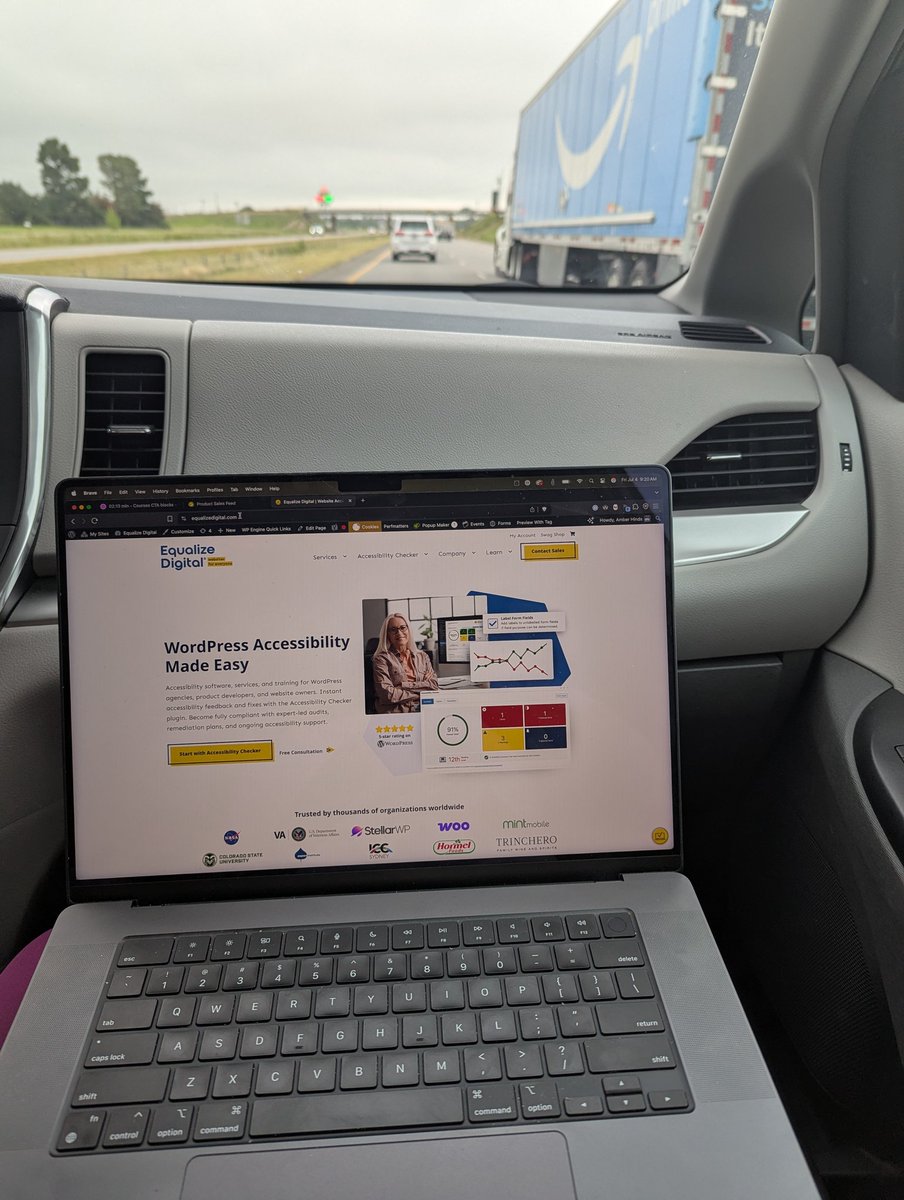 heyamberhinds's tweet image. Road tripping in a caravan with my family to my Grandmother's 90th birthday. I'm working in the passenger seat and feeling nostalgic for our @roadwarriorwp days when @mr_chrishinds and I worked and traveled the country.