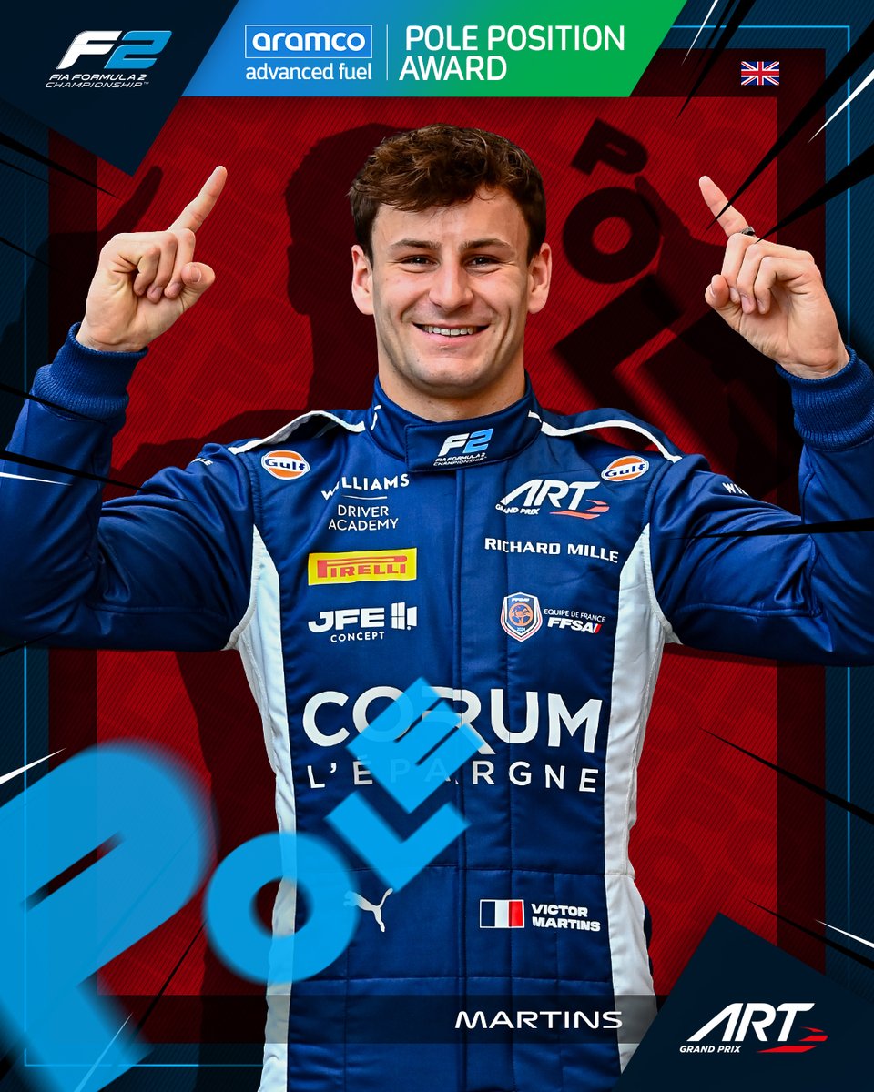 POLE POSITION VICTOR!! 👏🥇

MARTINS TAKES THE <a href="/aramco/">aramco</a> POLE POSITION AT SILVERSTONE! 🇬🇧

#F2 #BritishGP