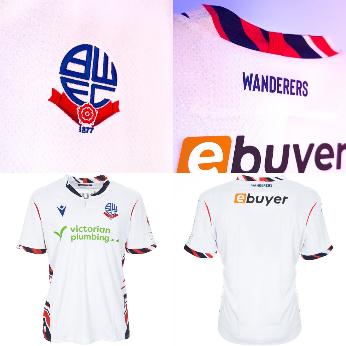 🏴󠁧󠁢󠁥󠁮󠁧󠁿⚪️ <a href="/MacronSports/">Macron</a> presentó la camiseta de Bolton Wanderers (<a href="/OfficialBWFC/">Bolton Wanderers</a>) 2025/26.

Elegida por los hinchas entre varias opciones, luce bloques con figuras rojas y azules en cuello, puños y costados. Cuello abierto y apodo sobre la nuca.