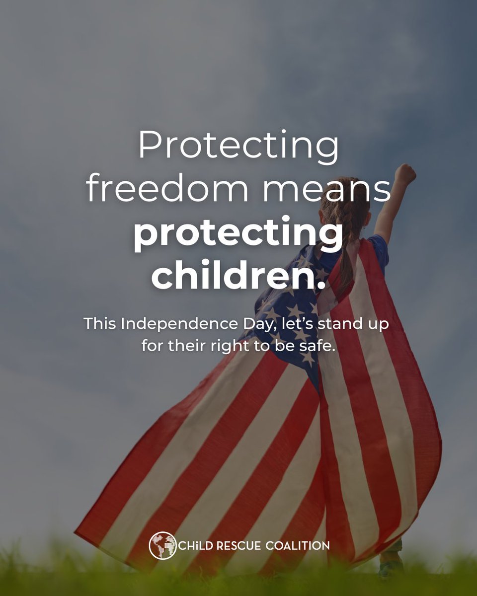 ChildRescueCo's tweet photo. This Independence Day, let’s celebrate our children's freedom to grow, explore, and be safe. Protecting them online gives them the liberty to enjoy the digital world without fear. Happy 4th of July! #FreedomToBeSafe #DigitalIndependence https://t.co/AA5vjSCBAO