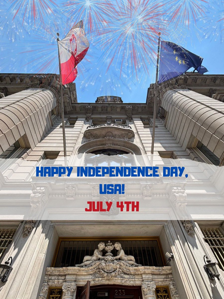 Happy 4th of July! 🇺🇸✨
On this Independence Day, the 🇵🇱Consulate team extends warm wishes to all our American friends. May your celebrations be joyful, your time with family memorable, and your pride in your nation’s achievements shine bright. Enjoy the holiday!