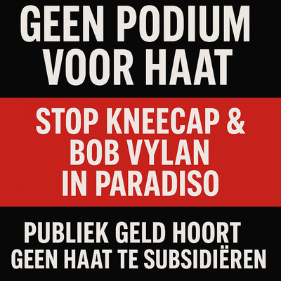 CIDI heeft <a href="/ministerjenv/">David van Weel</a> en <a href="/ParadisoAdam/">Paradiso Amsterdam</a> per brief verzocht geen gelegenheid te bieden aan Kneecap en Bob Vylan om in Nederland hun haatzaaiende boodschap te verspreiden. Opruiing en terreurverheerlijking horen hier niet thuis: noch in ons land, noch op gesubsidieerde poppodia.