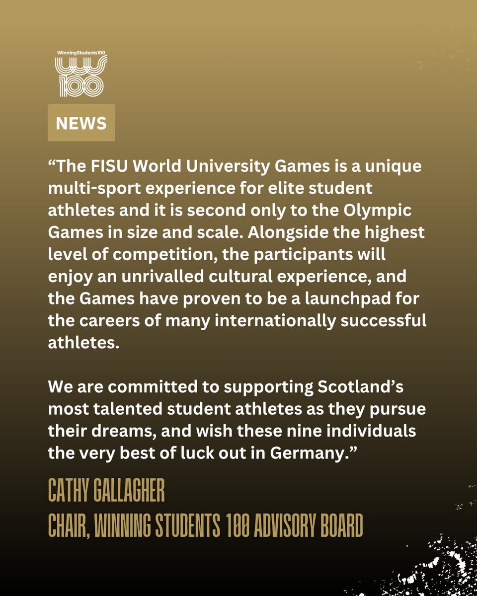 Let's hear it for the 9 Winning Students 100 athletes selected to compete at the <a href="/FISU/">FISU</a> World University Games this July! 👏🏅

👣 Athletics: Stephen Mackenzie
🤸 Gymanstics: Crystelle Lake, Cameron Lynn
🚣‍♀️ Rowing: Sophia Elizabeth Issberner
🏊 Swimming:  Anna Morgan, Ciara