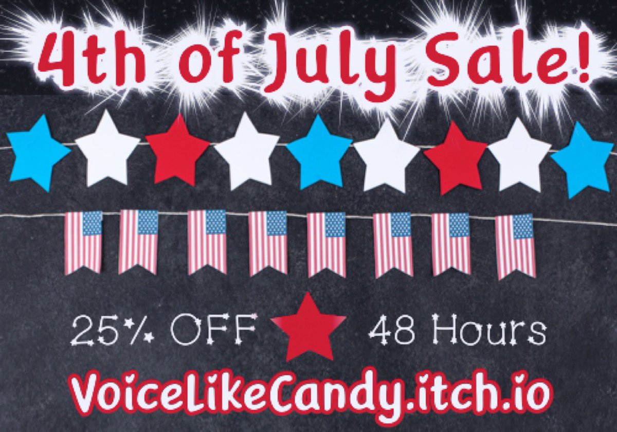 _VoiceLikeCandy's tweet image. 🇺🇸 48 Hour Sale for 4th of July 🇺🇸
25% Off my entire Itchio store
Friday & Saturday Only
🎇Stock up on deliciously dirty audios
🎇Includes my Audio Series bundles
*Corrected Link!!
voicelikecandy.itch.io