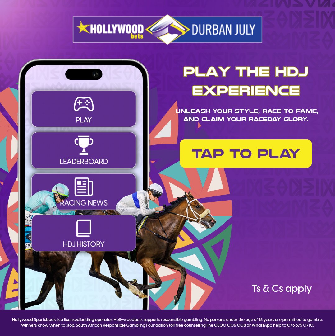 Experience the Magic of HDJ! ✨ Enjoy fashion, entertainment, and horse racing all in one place. 

🔗 Tap to Play - playhdj.com 

#HDJGamification #HDJ2025 #HollywoodbetsDurbanJuly #HDJMarvelsOfMzansi #MarvelsOfMzansi #FeelThePulse #Sponsored