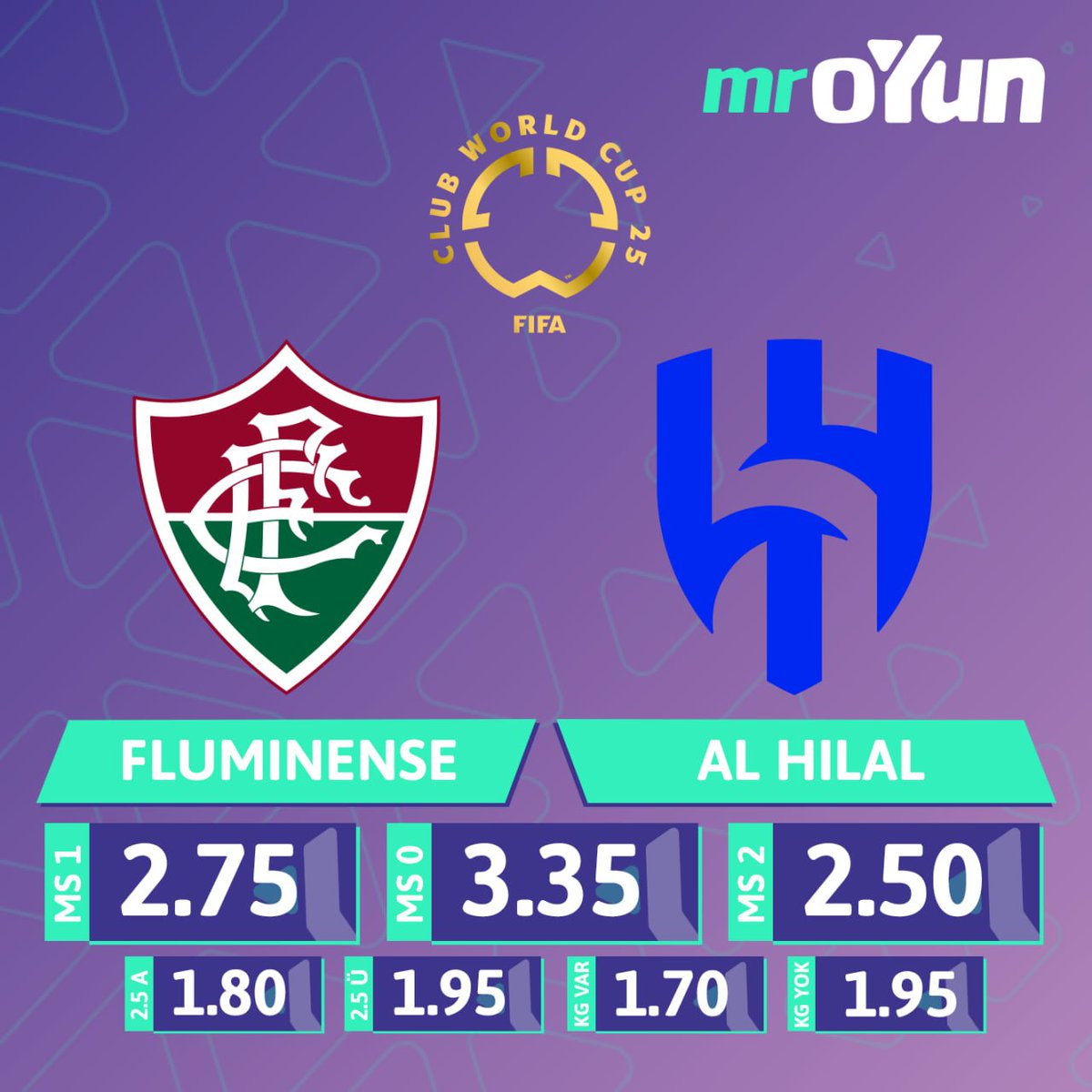 🏆 FIFA Dünya Kulüpler Kupası'nda ÇEYREK FİNAL HEYECANI BU AKŞAM BAŞLIYOR!

👀 Sizce yarı final biletini hangi takım alacak? 

✅ Günün fikstüründe hemen oyna ve kazan.