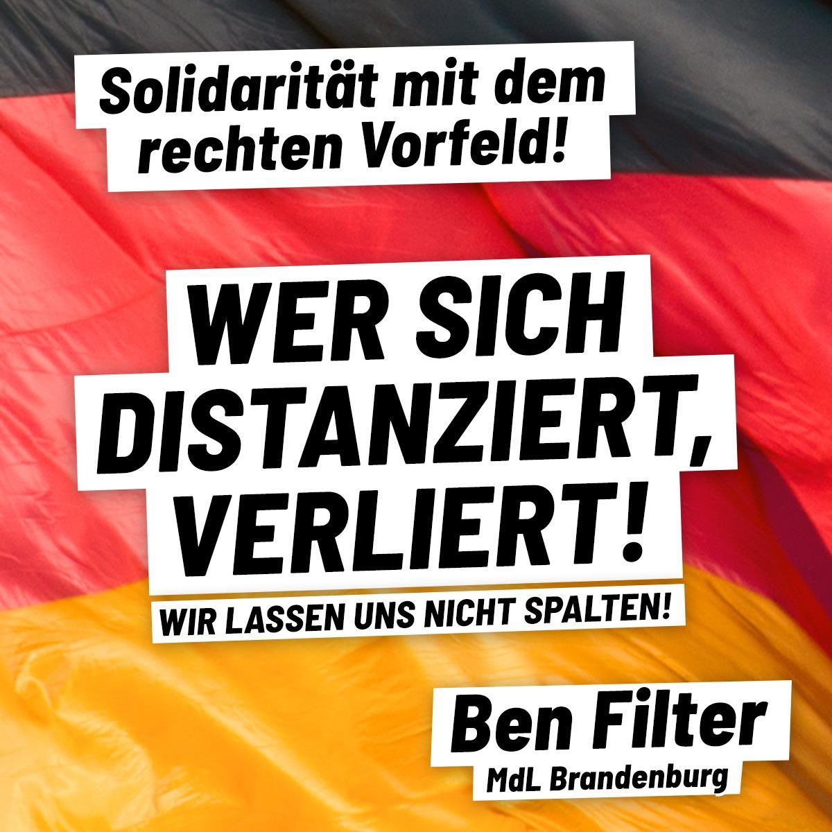 Die Grünen haben nie den Kanzler gestellt und dennoch bekommen wir seit Jahren grüne Politik.
Der Grund? Metapolitik und Vorfeld-Arbeit!

Niemals dürfen wir eine Brandmauer durch die eigene Partei ziehen und diejenigen bestrafen, die mit dem Vorfeld zusammenarbeiten!