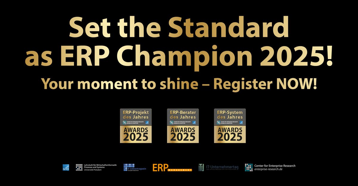 🚀 We are searching for the best ERP SOLUTIONS and ERP PROJECTS !

Has your organization elevated its business processes through the implementation or upgrade of an ERP solution? Demonstrate your digital excellence at the prestigious ERP Award competition, celebrating its 20th