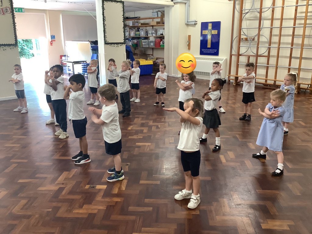 This week, Nursery enjoyed taking part in a dance class. They did some stretching exercises, then they copied the dance moves that the dance teacher showed them!