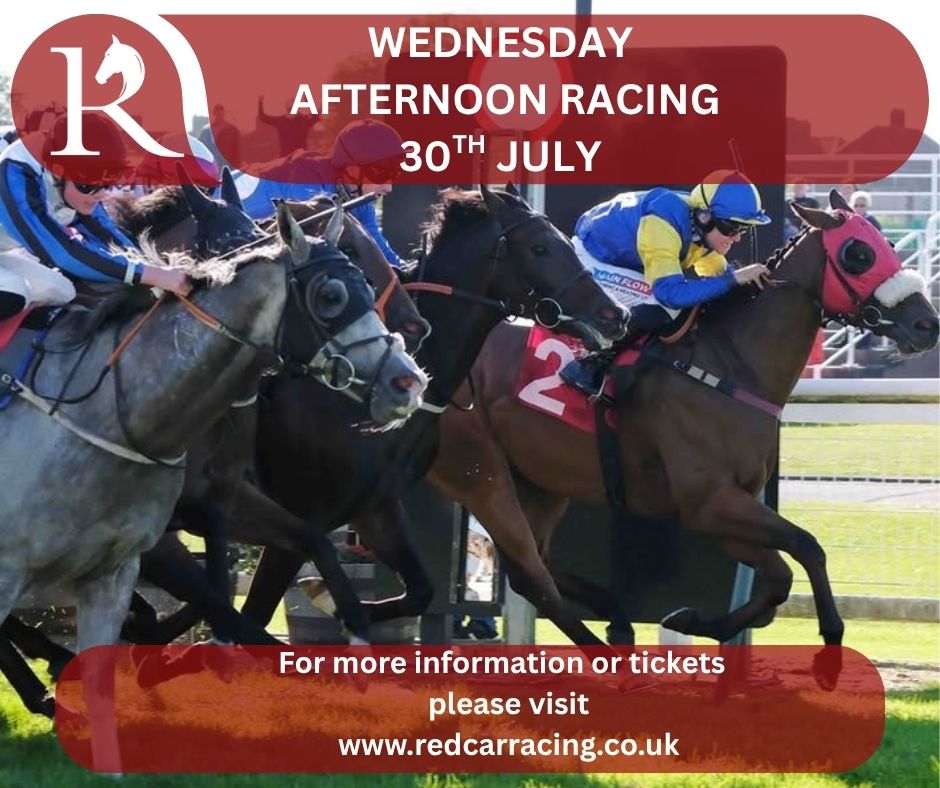 Redcarracing's tweet photo. ๐ Weโre racing on Wednesday 30th July!
Take a midweek break and enjoy a relaxing afternoon at the races ๐ฟโ๏ธ
๐ Tickets from just ยฃ7 when booked in advance!
๐ Book now: https://t.co/qZQxznkNjB
#RedcarRaces #MidweekRacing #DayAtTheRaces #RaceDayVibes #RacingLife https://t.co/Amfcujzv2R