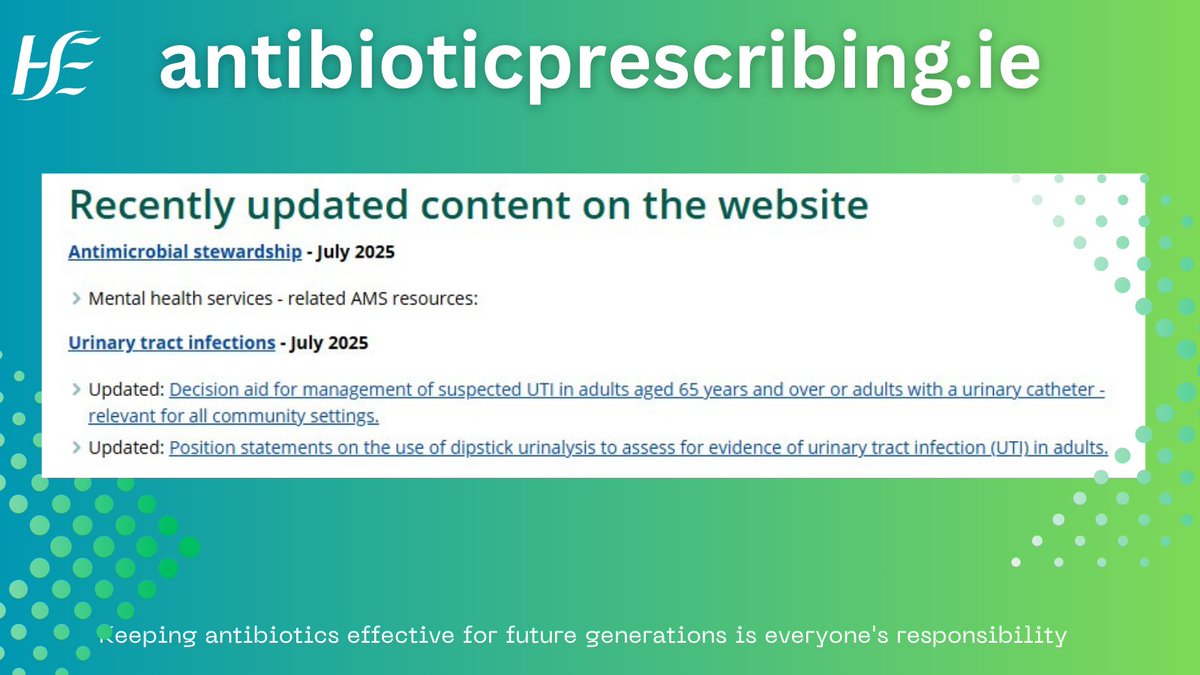 Antibiotic Prescribing (@antibioticpresc) on Twitter photo Updates added to Antimicrobial stewardship and Urinary tract infections pages on AntibioticPrescribing.ie  Visit our What's New page for links to these updates and for all our current updates bit.ly/3qwE3dN Updates added to Antimicrobial stewardship and Urinary tract infections pages on AntibioticPrescribing.ie  Visit our What's New page for links to these updates and for all our current updates bit.ly/3qwE3dN