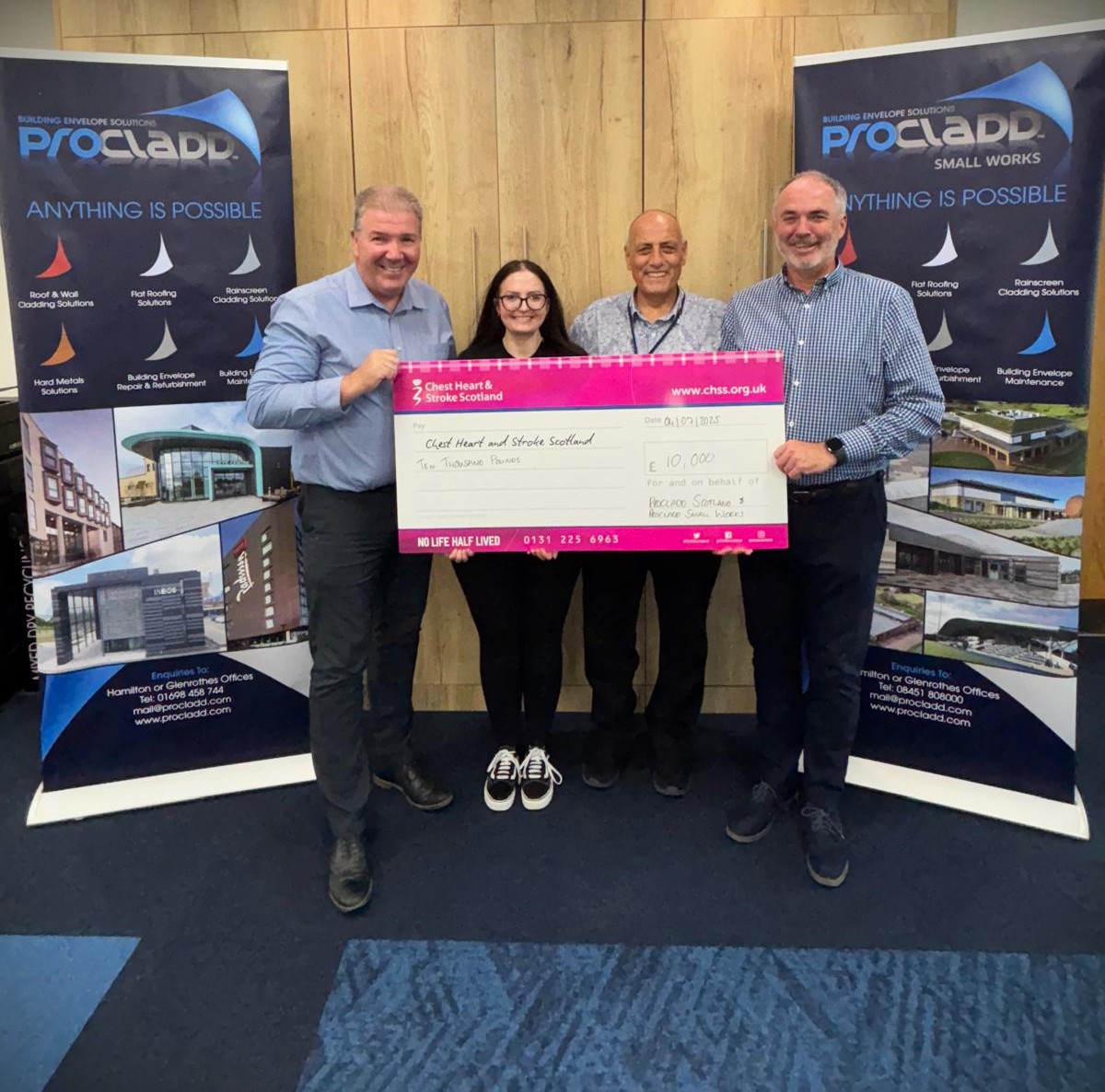Procladd_Scot's tweet photo. We are delighted to announce we smashed our target of overtaking our previous fundraising efforts, raising a whopping TEN THOUSAND POUNDS for @CHSScotland at our recent Charity Golf &amp; Activities Day 2025
#CharityGolfDay #CHSS #ChestHeartStrokeScotland  #NoLifeHalfLived https://t.co/e5FAIeq1gs