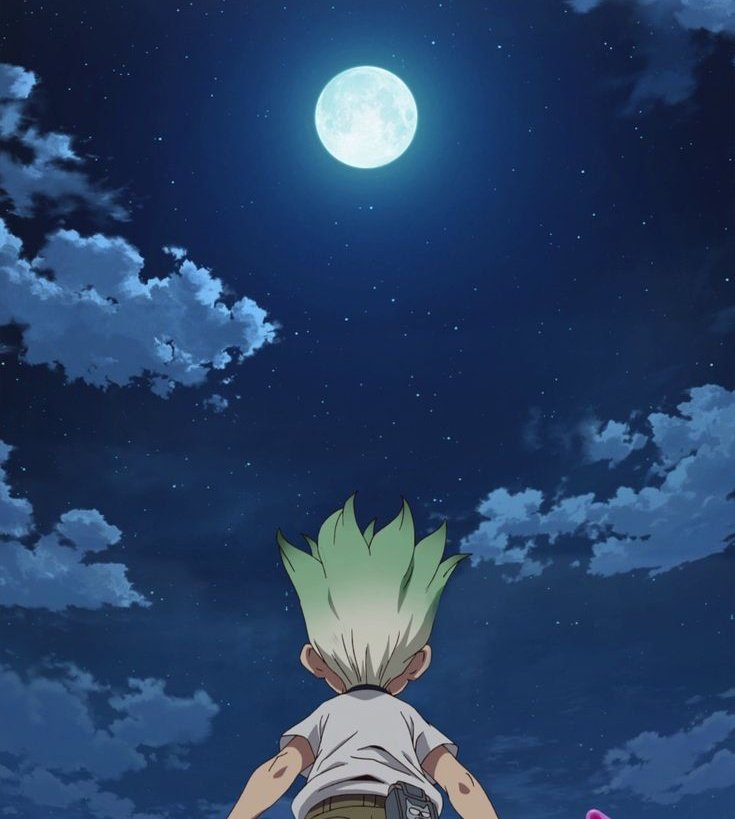 C0NF0RTSENGEN's tweet image. Gen is like the moon, and Senku loves the moon.