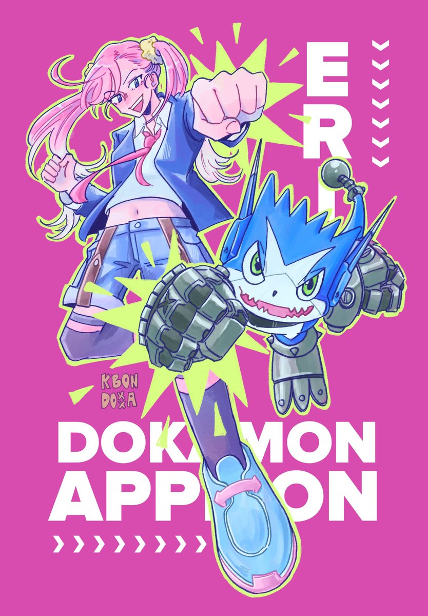 of course my first appmon fanart will be eri and dokamon #digimon #appmon