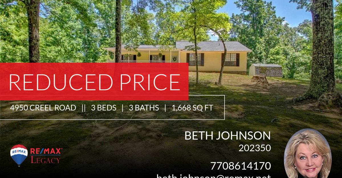 bjohnsonremax's tweet photo. 📍 Reduced Price 📍 This recently reduced home at 4950 Creel Road in Chattahoochee Hills won't last long, so, don't wait to set up a showing! Reach out here or at 7708614170 for more information!

RE/MAX Legacy
Peachtree City, GA https://t.co/MfNYNhplcK https://t.co/PG1hn5NvJi