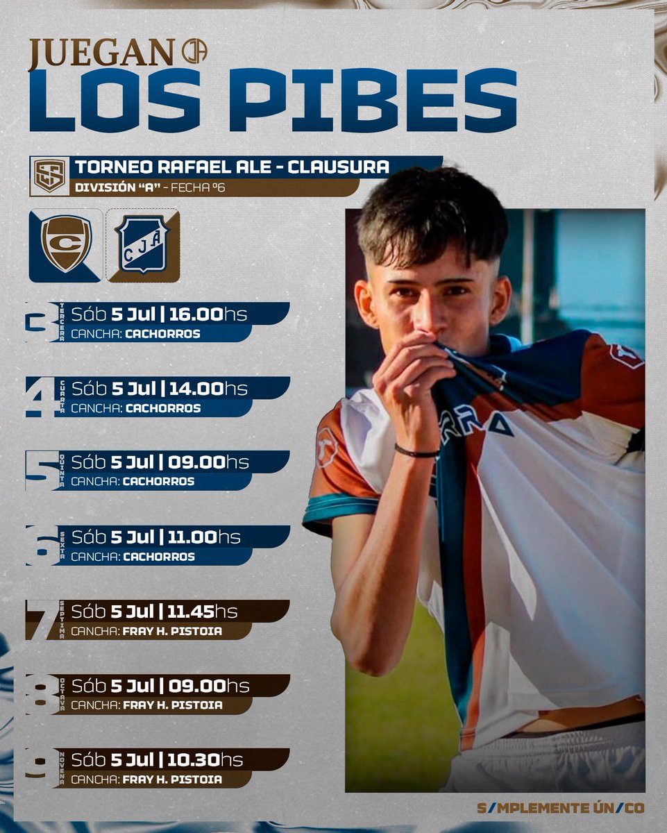 El sábado juegan los pibes 💙🤍🤎

🏆 Torneo Rafael Ale Clausura | Fecha 6
🆚 Cachorros

#DaleSanto #VamosLosPibes