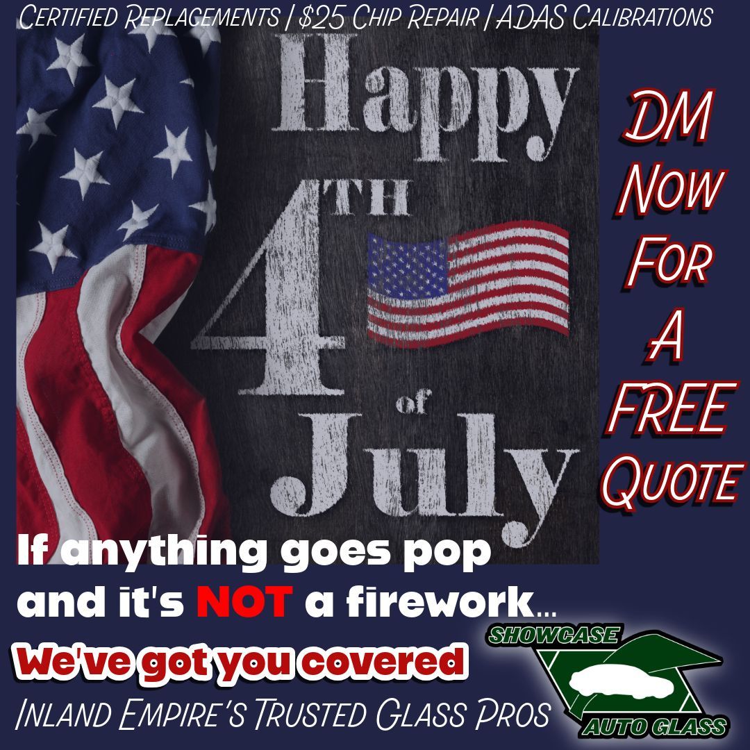 🎆 HAPPY 4TH OF JULY FROM SHOWCASE AUTO GLASS 🎆 

Today, we celebrate freedom, family, and the great American spirit ❤️🤍💙
As we enjoy BBQs, fireworks, and time with loved ones, let's also take a moment to remember why we celebrate our independence and the brave men and women