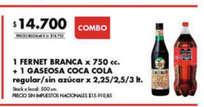 Ahorrando con Lean 🇦🇷 (@ahorrandoandoar) on Twitter photo Disco
En <a href="/discoargentina/">Disco Argentina</a> el combo de Fernet Branca x 750ml + Coca Cola x 2,25/2,5lt/3lt a $14.700.
Vigencia: hasta 06/07.
Más info: Disco
En <a href="/discoargentina/">Disco Argentina</a> el combo de Fernet Branca x 750ml + Coca Cola x 2,25/2,5lt/3lt a $14.700.
Vigencia: hasta 06/07.
Más info: