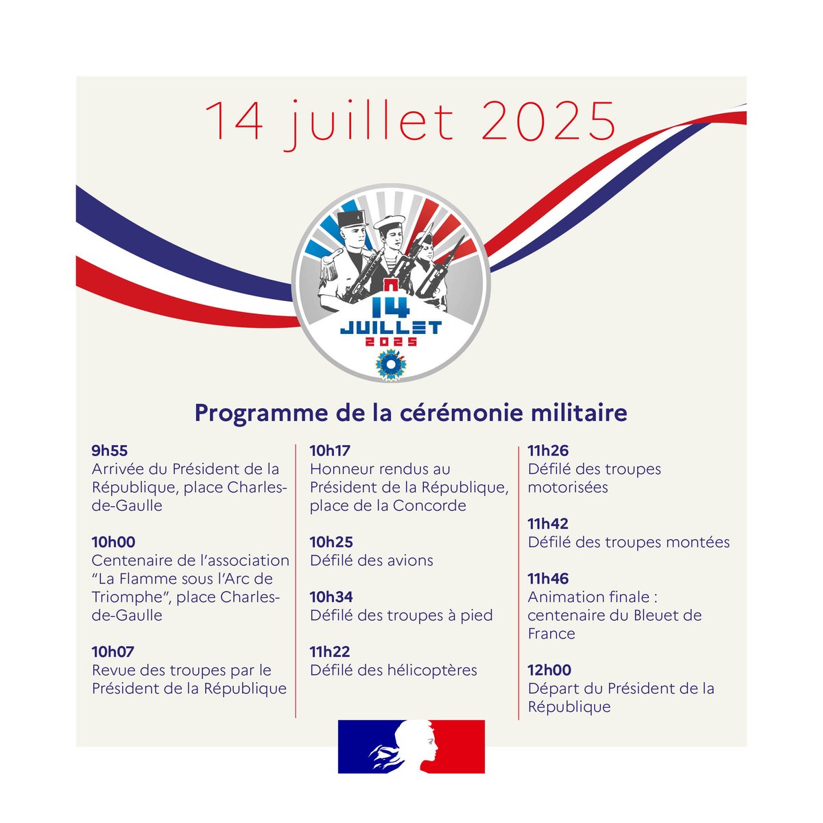 Cette année, le #14juillet s’articulera autour de trois thématiques : un double centenaire mémoriel, la solidarité stratégique avec nos partenaires et l’engagement de la jeunesse. Voici un aperçu de ce qui vous attend👇
defense.gouv.fr/actualites/14-…