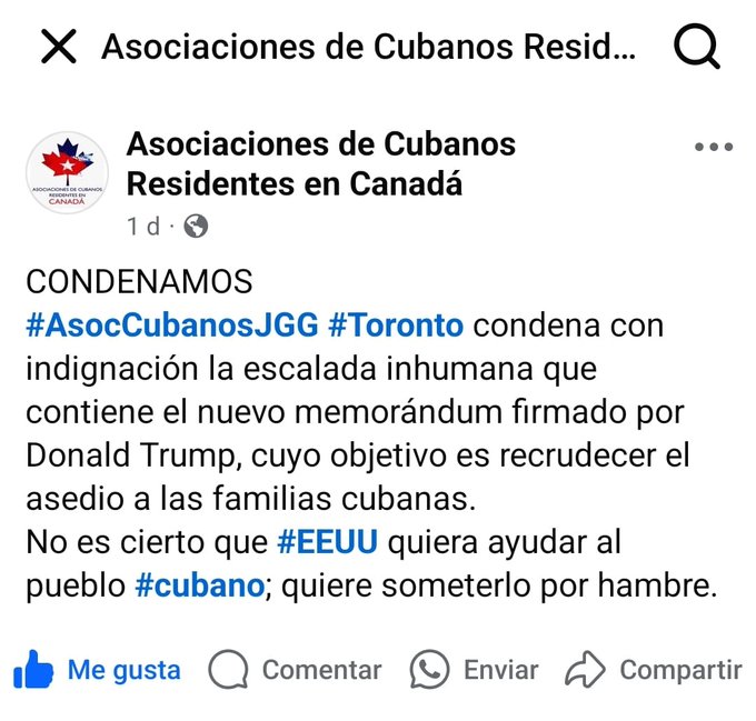 La Asociación de Cubanos Residentes en Toronto "Juan Gualberto Gómez" condena la escalada inhumana que contiene el nuevo Memorando del gob. de #EEUU 

Persigue recrudecer #BloqueoGenocida🆚 #Cuba y 

#CubaVencerá🇨🇺#TumbaElBloqueo 
<a href="/AnaTeresitaGF/">AnaTeresita González</a> <a href="/EmbacubaCanada/">Embacuba_Canada</a>