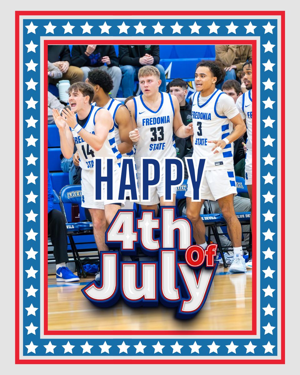 FredoniaSt_MBB's tweet image. Happy 4️⃣th of July from Fredonia State MBB❗🔵😈🏀