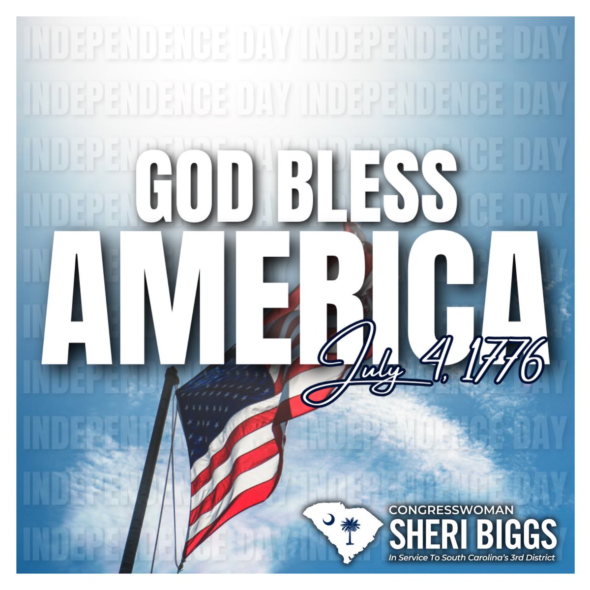 RepSheriBiggs's tweet image. Happy Independence Day! Today we celebrate the enduring spirit of freedom and the brave men and women who made it all possible. God bless America, and may we always fight to keep her strong and free. 🇺🇸