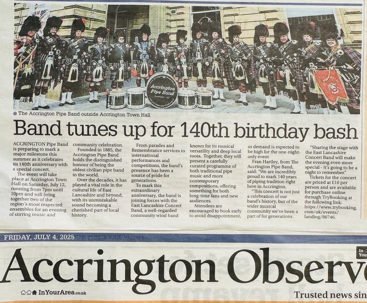 AmazingAccy's tweet image. Looking good, The Accrington Pipe Band! 🤩
📰 @accringtonnews