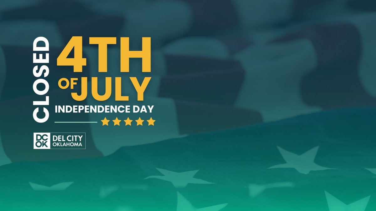 Happy Independence Day! 🇺🇸

Administrative offices are closed today, Friday, July 4, 2025, and will reopen on Monday, July 7, 2025, at 7:30 AM.

Have a safe and enjoyable holiday weekend!
#dcokgov #delcityok #IndependenceDay