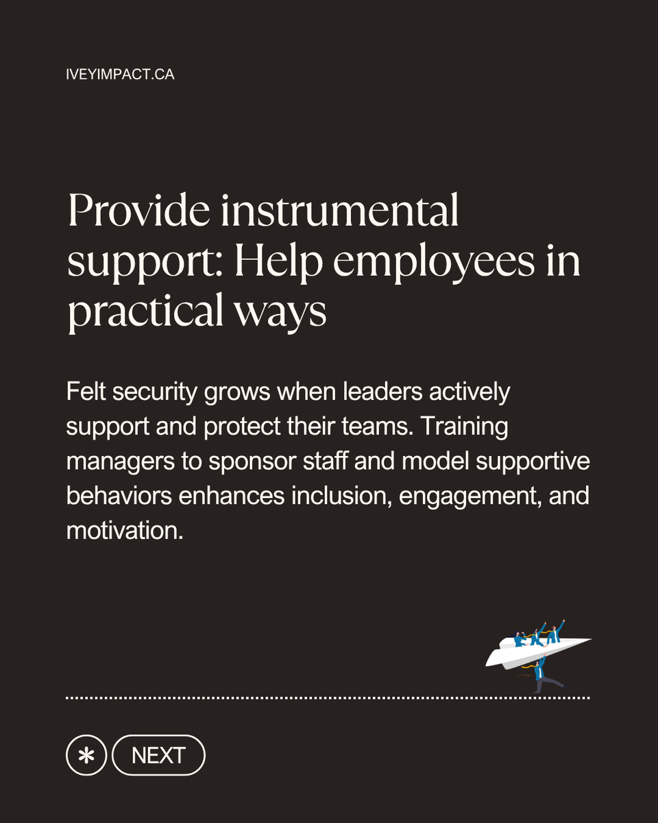 Want a workplace where people lift each other up, support diversity &amp; give back?
New research from Ivey's Zoe Kinias shows the key is simple: help them feel genuinely supported.
Learn more at #IveyImpact: ivey.uwo.ca/impact/read/20…
#IveyBusiness #EDI #FeltSecurity