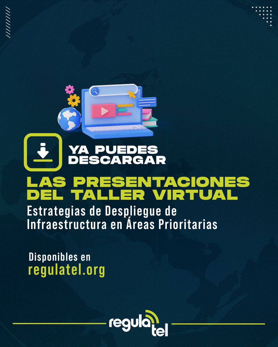 Ya puedes acceder a las presentaciones del Taller Virtual: Estrategias de Despliegue de Infraestructura en Áreas Prioritarias.
📲 Están disponibles en 👉 regulatel.org/grupos-de-trab…