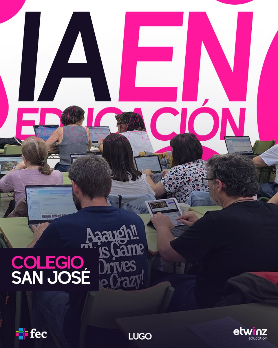 eTwinzEDU's tweet image. Estuvimos en el Colegio FEC San José, en Lugo, llevando a cabo una formación en Inteligencia Artificial aplicada a la educación 🤖
Un encuentro con el claustro lleno de buen ambiente, participación activa y mucho interés por seguir aprendiendo.
