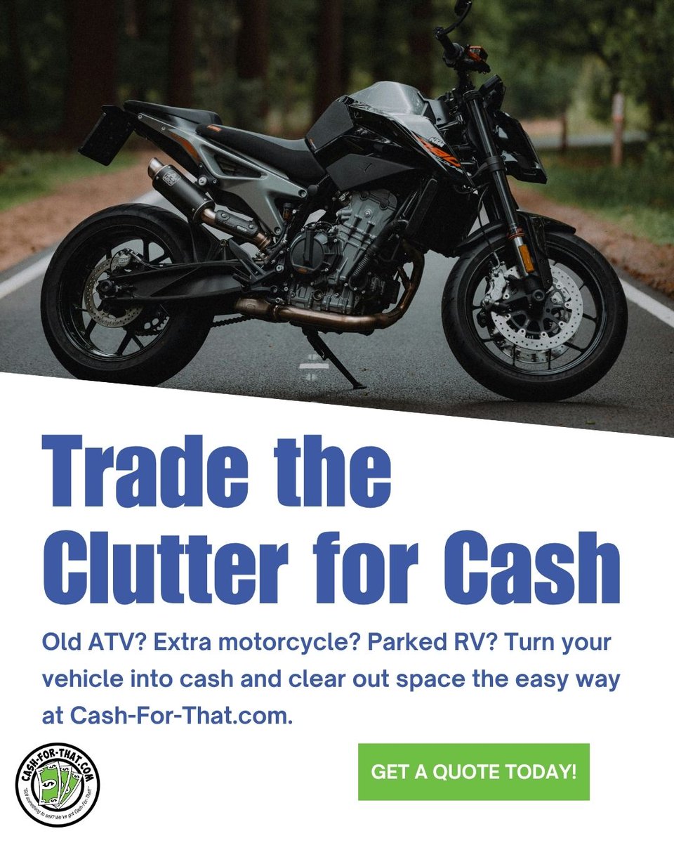 ForCash82402's tweet image. If you’re not using it, we’ll buy it. Cars, bikes, RVs, ATVs — Cash-For-That.com turns your ride into ready cash, stress-free.🚗🚙
#VehicleSelling #SellYourVehicles #EasyCash #QuickMoney