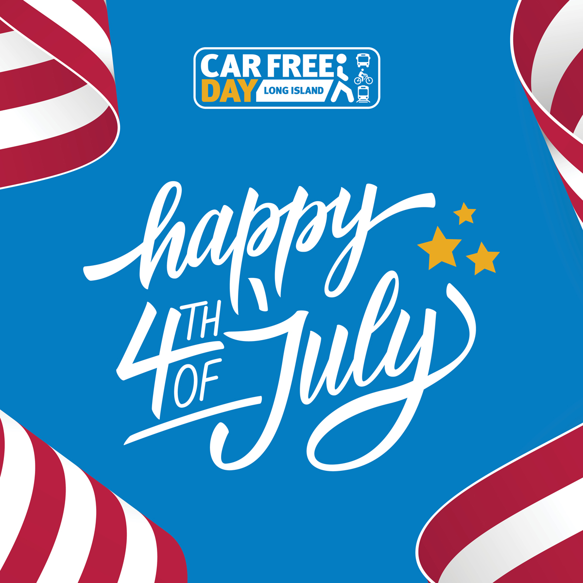 Happy Fourth of July! We hope you have a safe holiday. Consider using alternative modes of transportation to get around to your plans today like the <a href="/LIRR/">LIRR</a>, bike, walk, or bus!

#LIRR #CarFreeDayLI #CFDLI #IndependenceDay #Happy4thofJuly