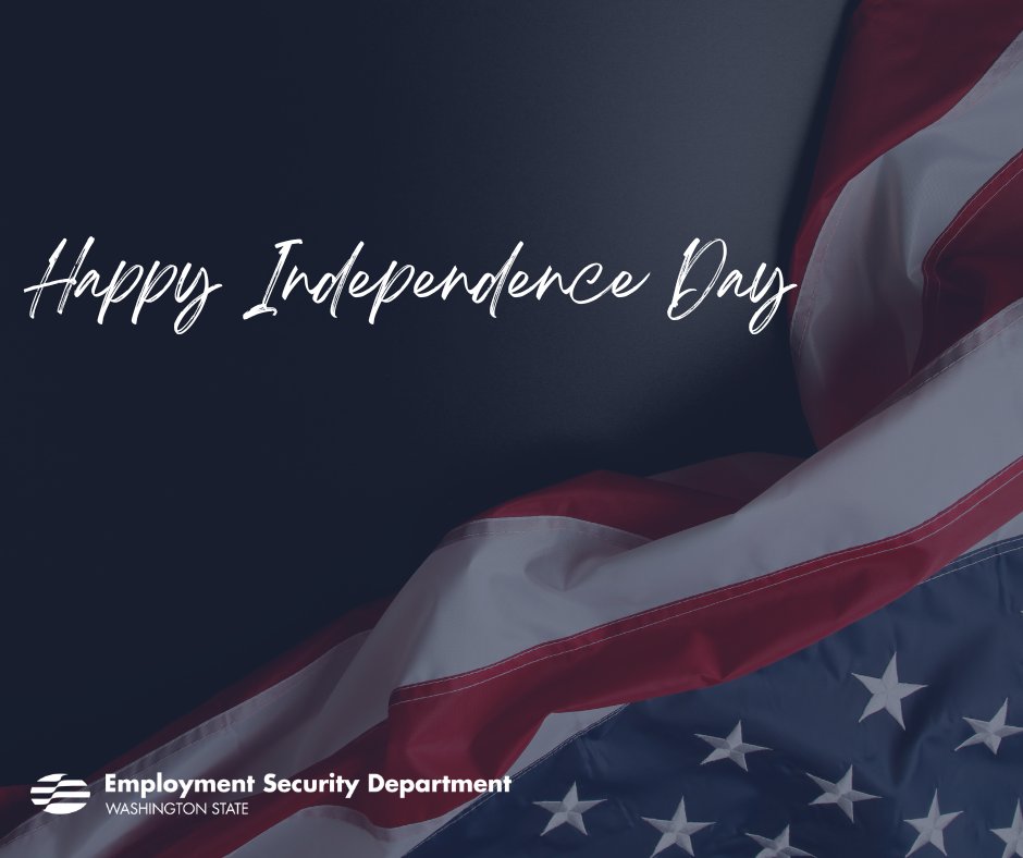 All Washington state agencies will be closed for the Independence Day holiday on Friday, July 4. Weekly unemployment benefit payments may be delayed slightly due to holiday closures that affect banks, credit unions and the U.S. Postal Service.
