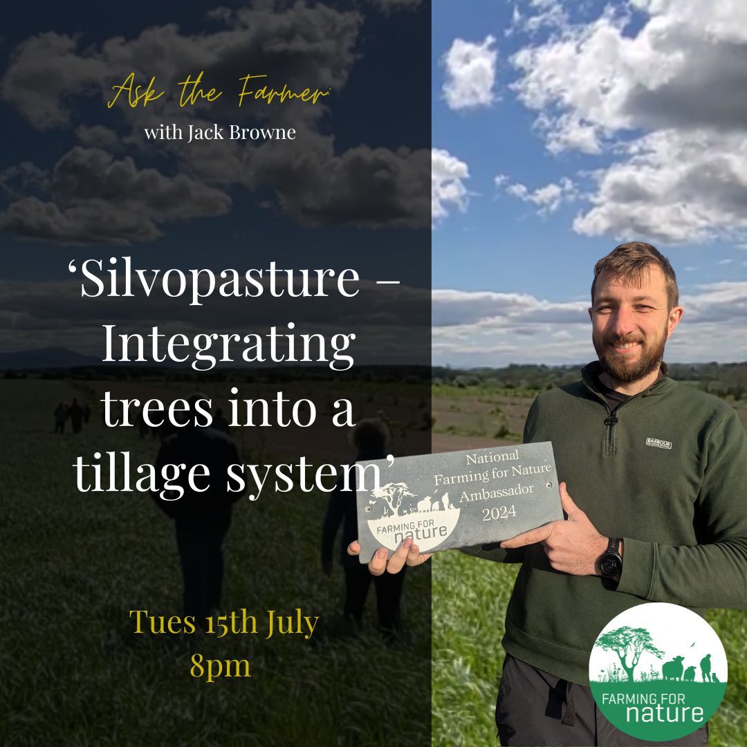 farmfornature's tweet image. Young Carlow farmer Jack Browne is transforming tillage farming with #agroforestry
Learn how Jack’s silvoarable system integrates fruit, nut & native trees to fight soil degradation and create resilience
Join his live Q&A on July 15 at 8
buff.ly/gz8wGQs