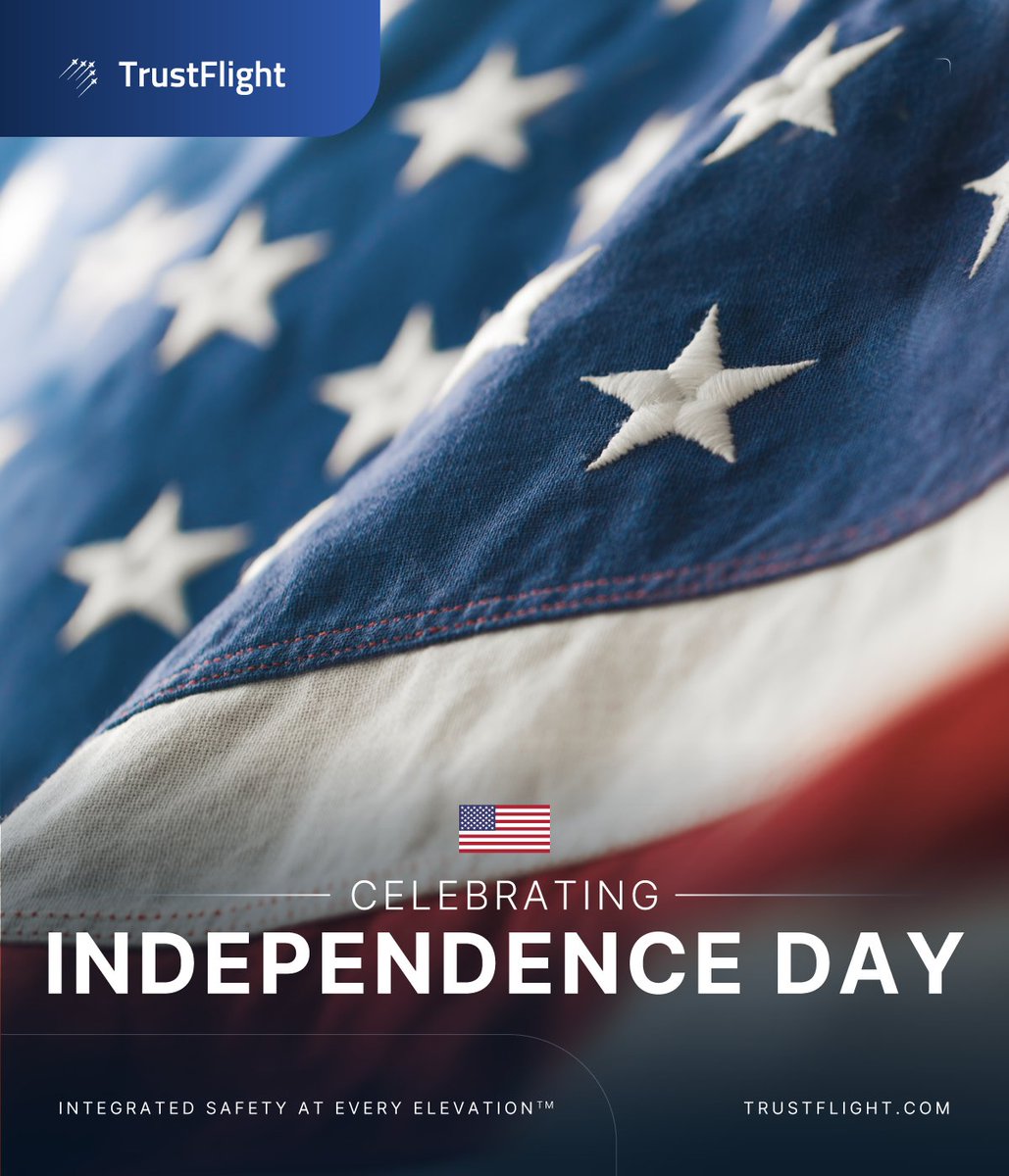 Today we celebrate freedom, innovation, and resilience—values that drive progress in aviation. We're proud to support U.S. operators with tools that make every flight safer and more efficient.

Happy 4th of July from TrustFlight!

#aviationinnovation #independenceday #aerospace