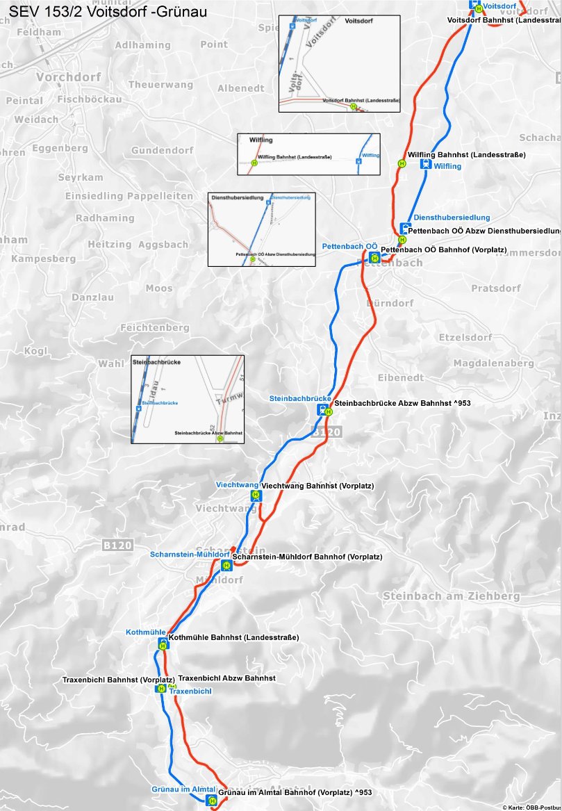+++BAUSTELLE+++
Wegen Bauarbeiten zwischen Wels Hbf &amp; Grünau im Almtal fährt von 07.07. bis 05.09. ein Schienenersatzverkehr für alle Züge auf dieser Strecke. 🚍 Bitte plant mehr Zeit ein!
#ÖBBStreckeninfo