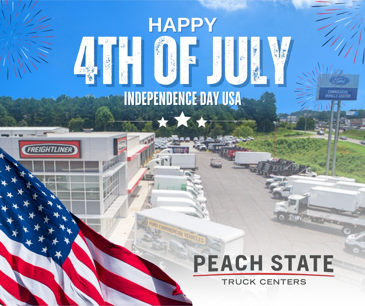 From the team at Peach State Truck Centers, we wish you a joyful and safe Independence Day with family, friends, and well-deserved downtime.

Here’s to celebrating the American spirit — and the people who keep our roads and economy moving! 🇺🇸