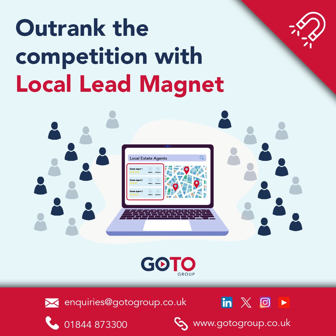 GOTO Group (@goto__group) on Twitter photo Outrank the competition with Local Lead Magnet...
📍 Top 3 ranking in local Google searches
🏘️ Exclusivity in your town
💼 Boost enquiries, credibility, and trust
Email us to secure your area before a competitor does – enquiries@gotogroup.co.uk
#GOTOGroup #LocalLeadMagnet Outrank the competition with Local Lead Magnet...
📍 Top 3 ranking in local Google searches
🏘️ Exclusivity in your town
💼 Boost enquiries, credibility, and trust
Email us to secure your area before a competitor does – enquiries@gotogroup.co.uk
#GOTOGroup #LocalLeadMagnet