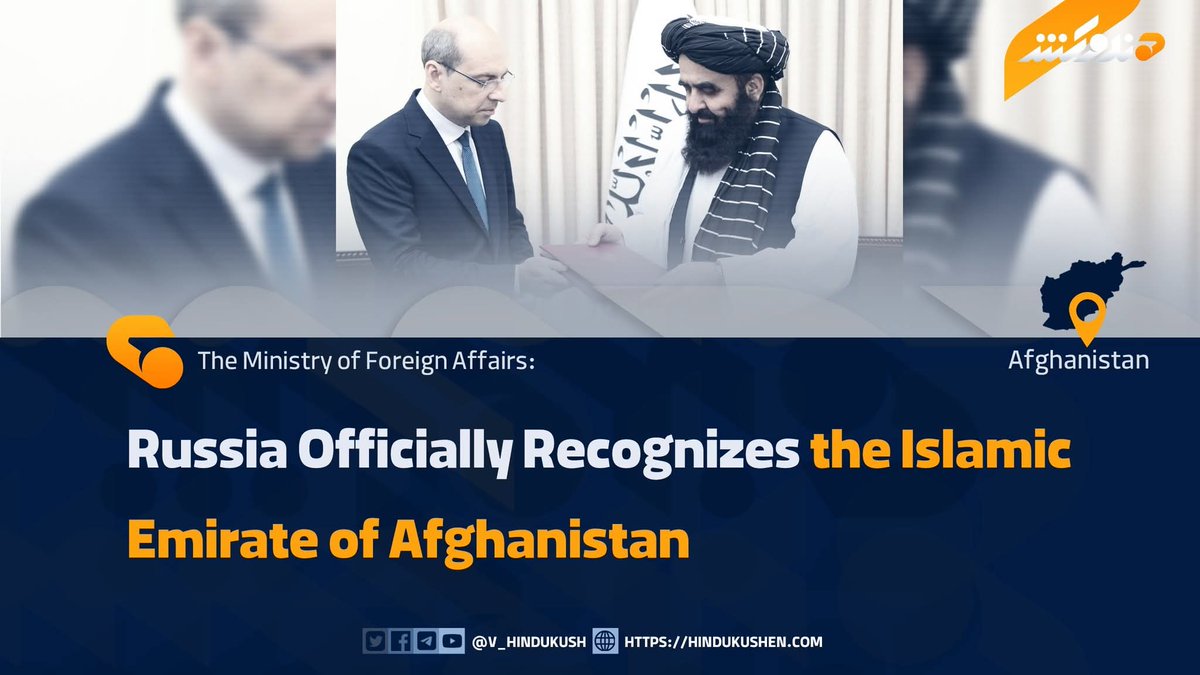 🧵🚨
In a historic diplomatic shift, Russia has become the first major 
global power to officially recognize the Tali_ban government in Afgha_nistan

#Russia #DiplomaticRecognition
