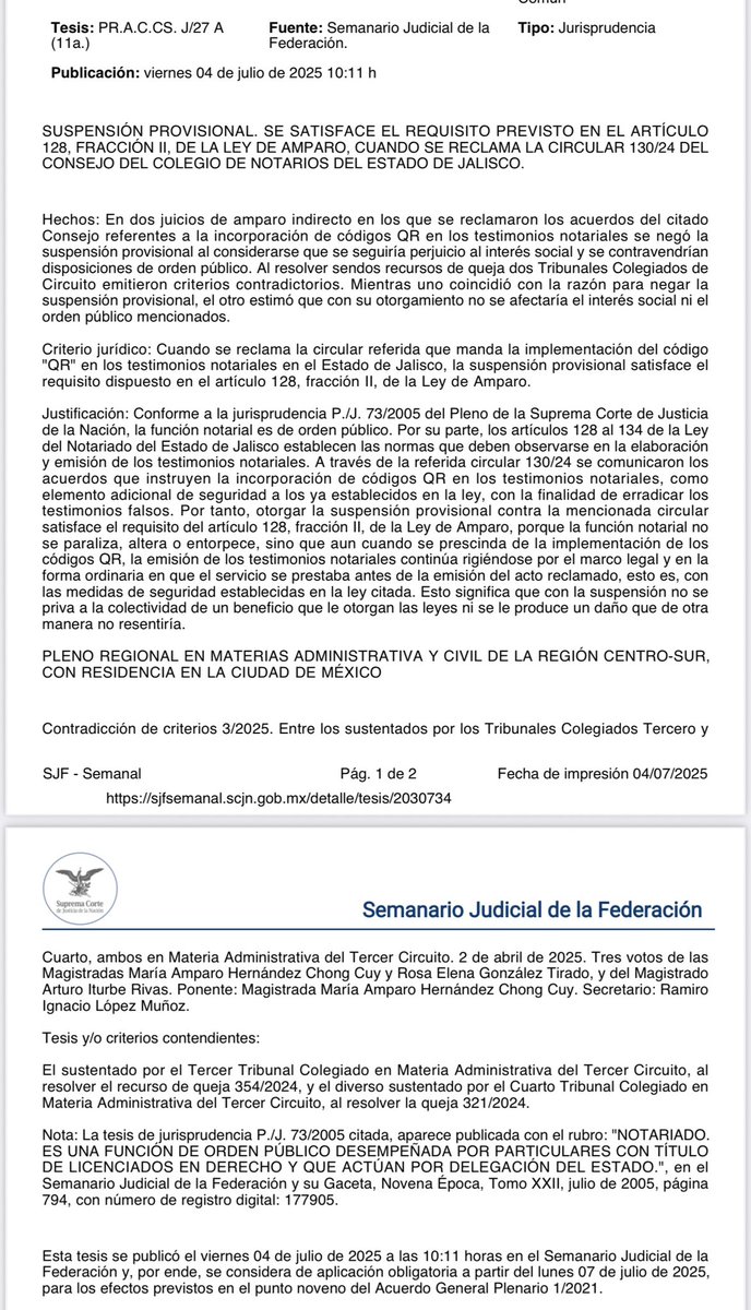 SUSPENSIÓN PROVISIONAL. SE SATISFACE EL REQUISITO PREVISTO EN EL ARTÍCULO 128, FRACCIÓN II, DE LA LEY DE AMPARO, CUANDO SE RECLAMA LA CIRCULAR 130/24 DEL CONSEJO DEL COLEGIO DE NOTARIOS DEL ESTADO DE JALISCO.