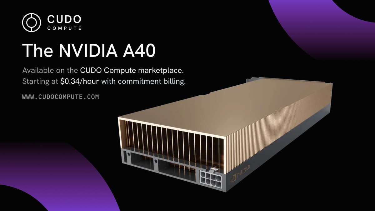 Need affordable, enterprise-grade GPUs for training and inference?

We now have NVIDIA A40s in Montreal and Stockholm with updated pricing rates. Designed for #AI teams scaling cost-sensitive workloads without compromising performance.

Explore pricing: compute.cudo.org/?create=virtua…
