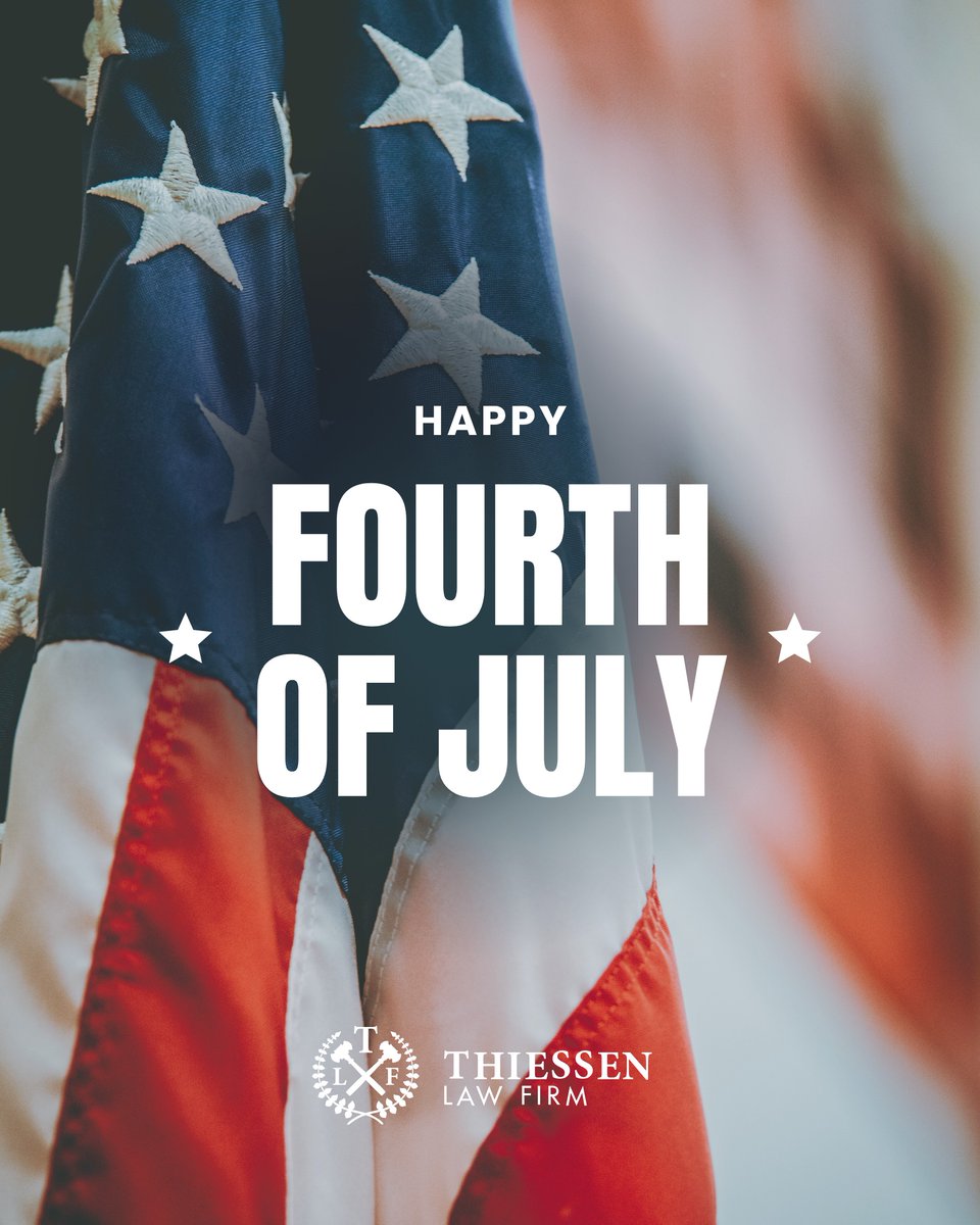 🇺🇸 Happy Fourth of July! 🎆

Celebrating freedom, independence, and the rights we fight to protect every day in court. From all of us at Thiessen Law Firm — have a safe and spectacular holiday!